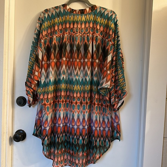 ivy jane Hi-Low Tunic geometric semi sheer XL - Picture 6 of 6